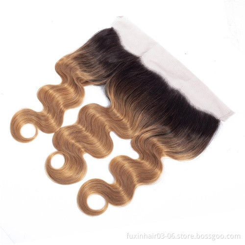 Human Hair Extension 1B 27 Ombre Body Wave with Frontal Brazilian Raw Unprocessed Human Virgin Hair Weave Bundles and Frontal